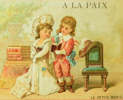 1870's-80's Lovely Couple Reading A La Paix Paris Victorian Trade Card F87