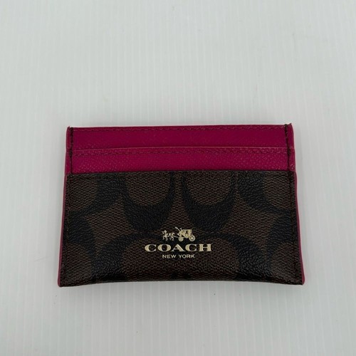 Coach Card Case In Signature Canvas Purple NWT