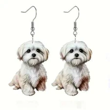 Cute Teddy Dog Design Dangle Earrings Cartoon Fashion Acrylic Jewelry Gift Party