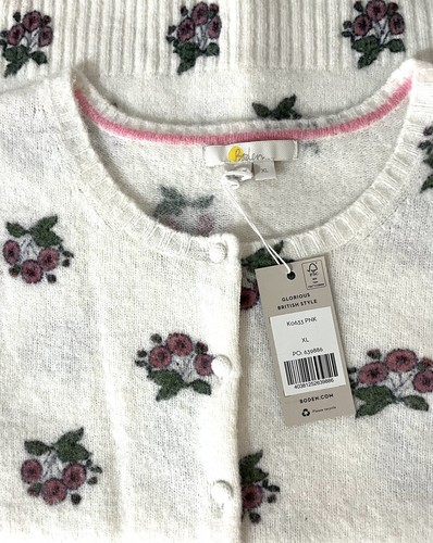 Brandneu mit Etikett Boden Ditzy Blumenmuster Puff Ärmel Cardigan Wolle Alpaka Mix Größe XL - Bild 1 von 6