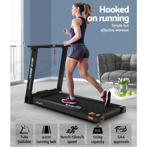 Everfit Treadmill Electric Home Gym Fitness Exercise Fully Foldable 420mm Black - Picture 2 of 11