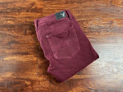AMERICAN EAGLE Super Stretch Skinny Leg Maroon Denim Jeans Women's 2 Regular