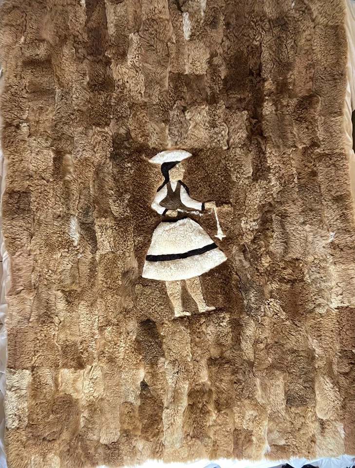 Tapete suspenso tapeçaria de parede couro pele de lhama genuíno vintage feito à mão marrom 71”X53” - Imagem 4 de 4