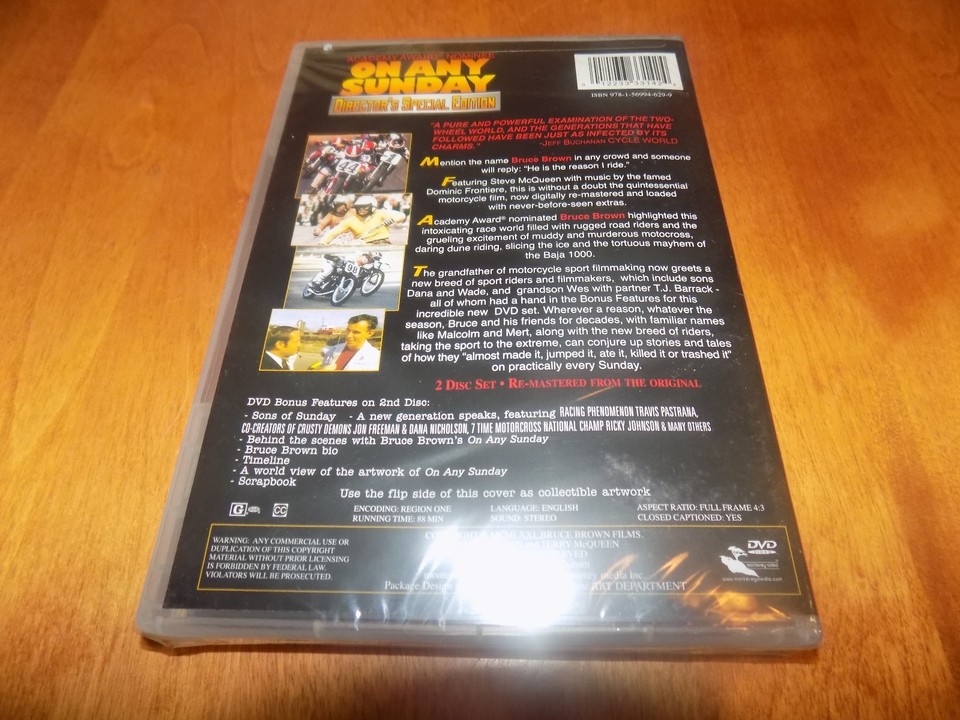 ON ANY SUNDAY Motorcycle Racing Motocross Steve McQueen 2 DVD DIRECTOR ...