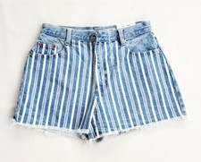 Vintage NWT 90s Blue White Stripe Palmettos High Waisted Mom Shorts Junior 11 B