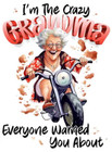 I'M THE CRAZY GRANDMA EVERYONE WARNED YOU ABOUT Funny Iron On Transfers