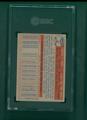 1957 Topps Baseballkarte - #2 Yogi Berra, SGC 5 EX - Bild 2 von 2