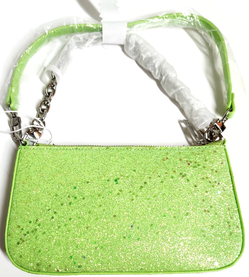 Кимчи синий блестящий наплечная сумка с короткими ручками лайм зеленый голографический веганской кожи новый с Ярлыками - Изображение 4 из 4