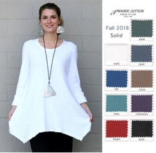 PRAIRIE COTTON USA  W756  Waffle Weave Jersey Flared A-LINE TUNIC Top   M L XL