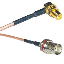 RG316 RP-SMA FEMALE ANGLE to BNC FEMALE SM BULKHEAD RF Cable Rapid-SHIP LOT