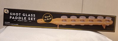 SHOT GLASS PADDLE SET Solid Wood Board. Brand New.  Sealed.