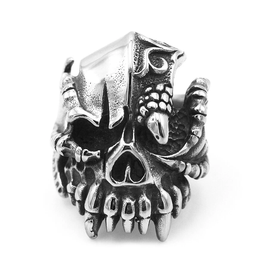 Anel punk vintage de aço inoxidável com garra de águia masculino para motociclista - Imagem 4 de 4