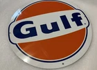 12 Inch Gulf Gasoline Vintage Style Heavy Metal Steel Sign Pump Plate
