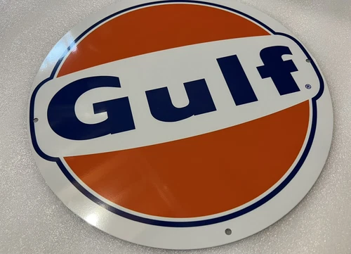 12 Inch Gulf Gasoline Vintage Style Heavy Metal Steel Sign Pump Plate