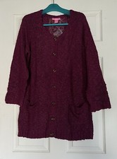 NWT Women Long Cardigan Buttons Front Long Sleeve Pockets SZ: M.