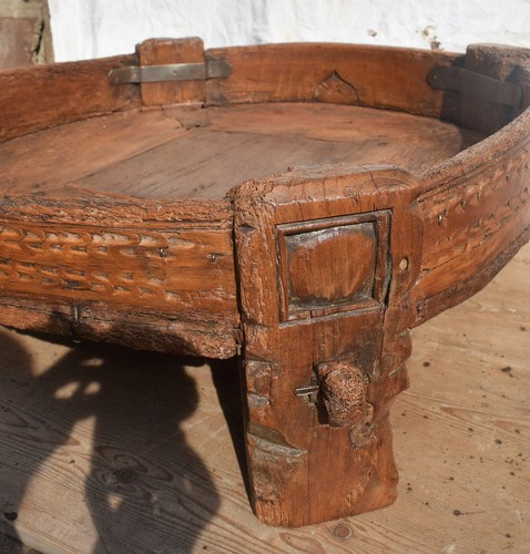 antica MACINA ETNICA ORIENTALE LEGNO TAVOLINO BASSO ETNICO scultura - Imagen 4 de 8