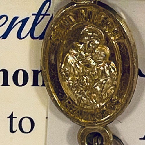 Pray for Us St Anthony Pendant Cross Necklace Gold tone Religious Prayer Card - Picture 3 of 7