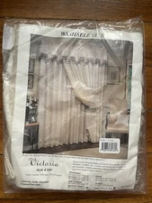 VTG Victoria Silk 60"X16””L Ecru Ball Fringe Valance LORRAINE HOME FASHIONS #989