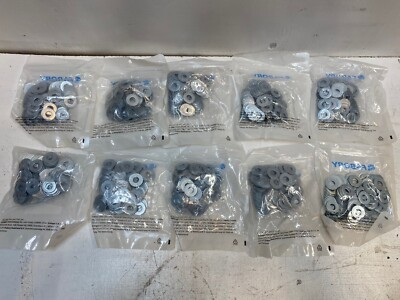 #ad #ad 10 Bags of 100 Each Fabory IJY33 Flat Washer USS Steel Zinc 3 8 1000 Quantity $38.57