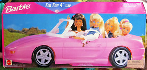 Barbie Fun For 4 PINK Convertible C1997 #67544 Mattel, UNOPENED & AWESOME!!