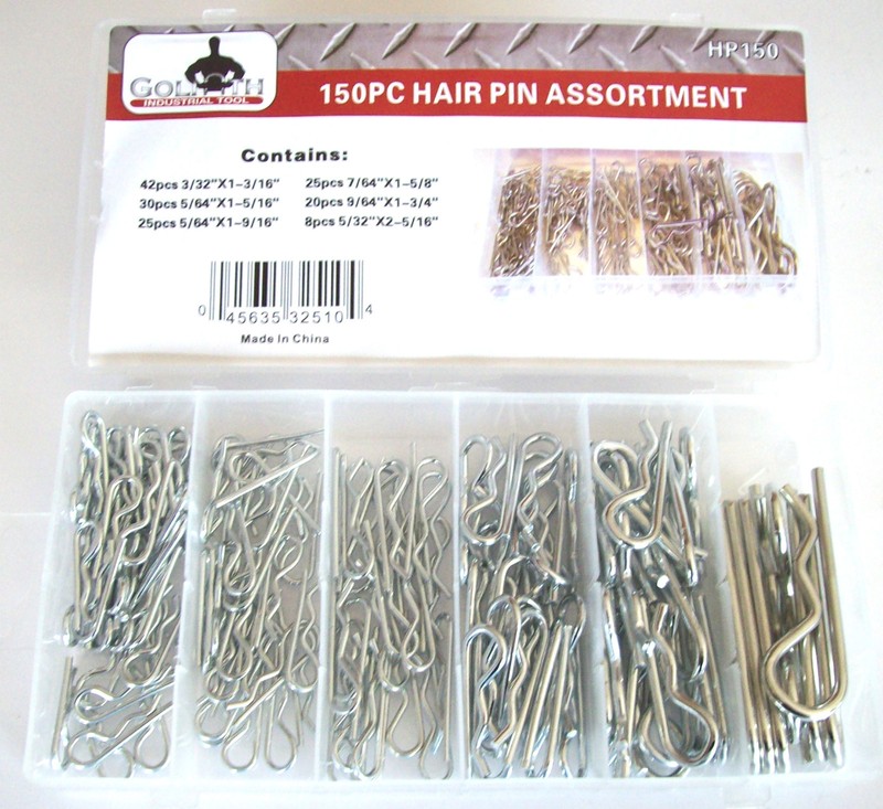 150pc GOLIATH INDUSTRIAL R PIN MECHANICAL HITCH HAIR PIN TRACTOR CLIP ASSORTMENT