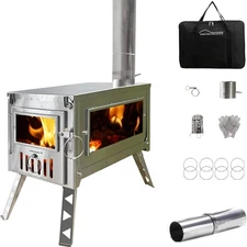 DANCHEL OUTDOOR HS6 Collapsible Hot Tent Stove 304 Stainless Steel, Secondary Co