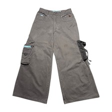 Vintage 90s Y2K Kik Wear K Net Baggy Wide Leg Cargo Rave Pants Fits Size 30