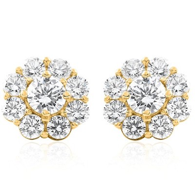 VS/G 3ct Diamant Halo Ohrstecker 14k Gelbgold EX3 Lab Grown