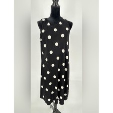 Lauren Ralph Lauren Black White Polka Dot Sleeveless Shift Dress Size 12 Teacher