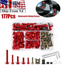Motorcycle Fairing Bolt Kit Aluminum Alloy M5 M6 Screws Fasteners Universal Red