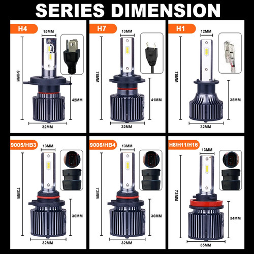 Auto H7 H4 Led Car Headlight Bulbs 9012 HIR2 Lamp HB2 9003 HB3 H11 H8 Fog Lights - Picture 15 of 17