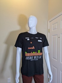 New Super Mario Bros. "HERE WE GO!" NES World 1-1 T-Shirt Black Size M Nintendo
