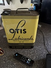 Vintage OTIS Lubricants 2 Gallon Metal Can Tin Otis Elevator Company Oil Yellow
