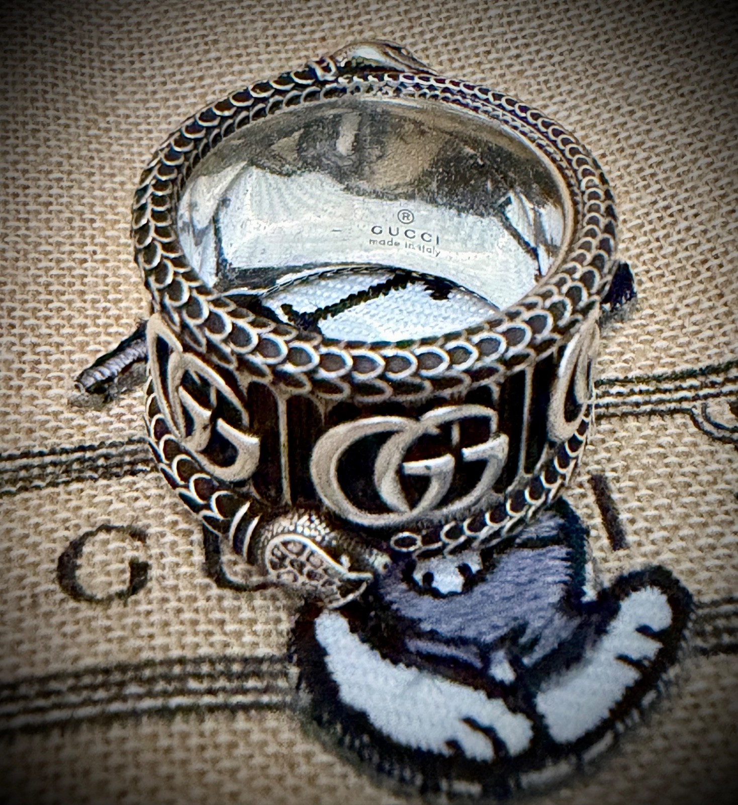 NEW Gucci Garden Marmont Double G Snake Ring 925 Silver Sz Italy 13 / US 6.5 image 7