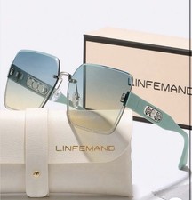 LINFEMAND Frameless Gradient Fashion Decorative Glasses, Faux Pearl Flower