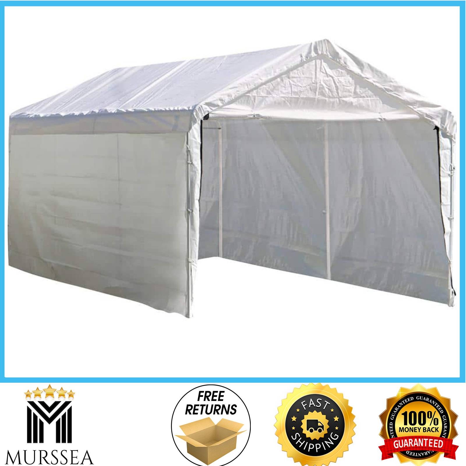 ShelterLogic 10x20 Sidewall & Door Kit White UV Waterproof for Max AP Canopy