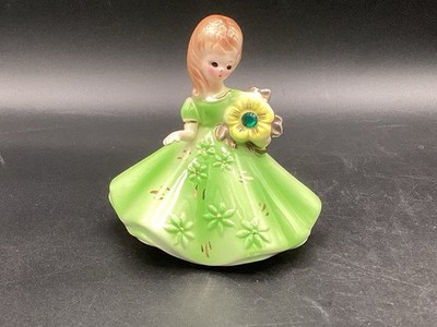 Vintage Josef Originals May Emerald Birthstone Figurine Birthday Girl