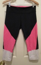 Tommy Hilfiger Sport Pink, Black and White Women's Cropped Leggings Size L
