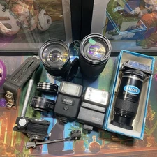 Lot Of Vintage Camera Lenses and Parts Vivitar, SOLIGOR, YASHICA & HANIMEX