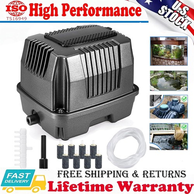 #ad US Linear Air Pump Septic Aerator Pump 9.3ft Pond Aeration w Air Hose Air Stone $65.99