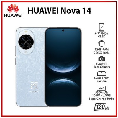 (New) Huawei Nova 14 12GB+256GB BLUE Dual SIM Unlocked Android Mobile Phone