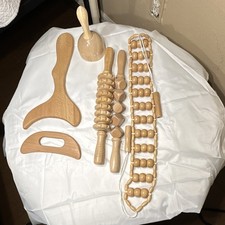 Wood Body Massage Roller Stick Set Manual Handheld Rolling Pain Relief