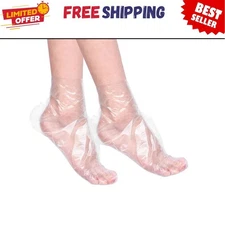 100 Pcs Disposable Plastic Foot Covers Paraffin Bath Liners for Spa Pedicure