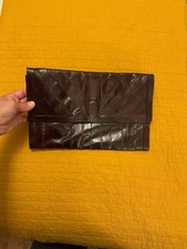 Vintage Dark Brown Eel Skin Clutch