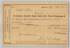 IOOF Odd Fellows Electric Light Heat Power Co 11/1 1893 Steelton Lodge 184 PA