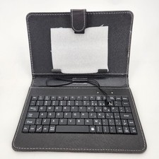 Universal 7 inch Tablet Case with PC Keyboard and Flip Stand, Black