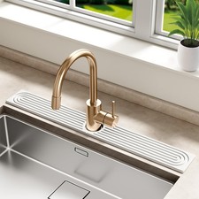 MAGKOTA Stone Faucet Mat for Kitchen Sink - Quick Dry 30" x 4", White
