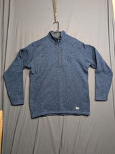 Eddie Bauer Men's Fleece Quarter Zip Pullover Sweater Heather Blue Size TL