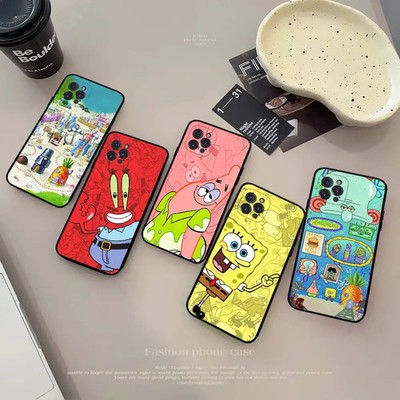 SpongeBob Case for iPhone 17 16 15 14 13 12 Pro Max Plus Mini Black Silicone