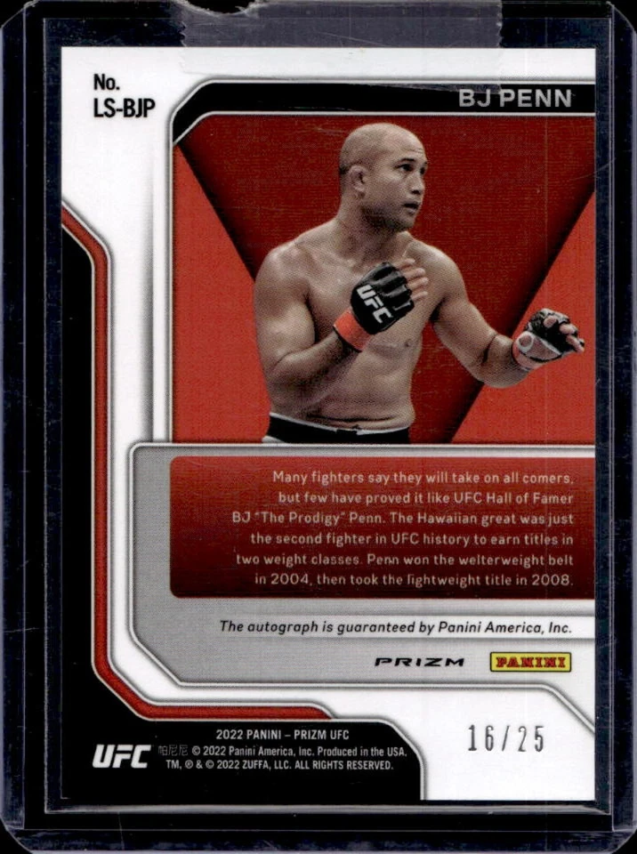2022 Prizm UFC BJ Penn Legendary Signatures Green Pulsar Prizm Auto #16/25 - Image 2 of 2